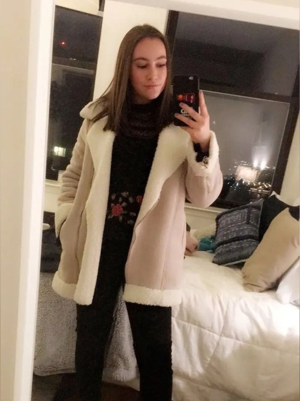 SHOW Me Your Mumu Calgary Coat in Horchata Faux Suede Cream Shearling